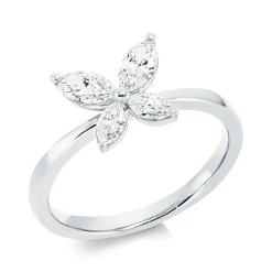 Ring aus 750 Gold Weißgold 4 Diamanten 0,6ct TW-SI B:8,7mm