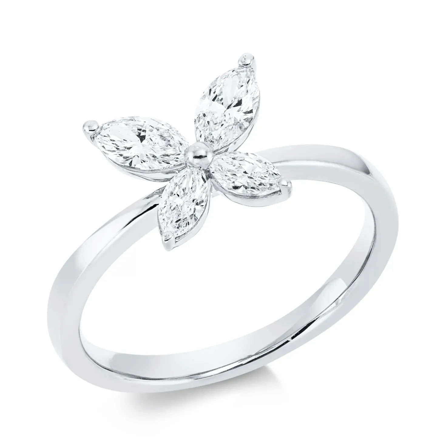 Ring aus 750 Gold Weißgold 4 Diamanten 0,6ct TW-SI B:8,7mm