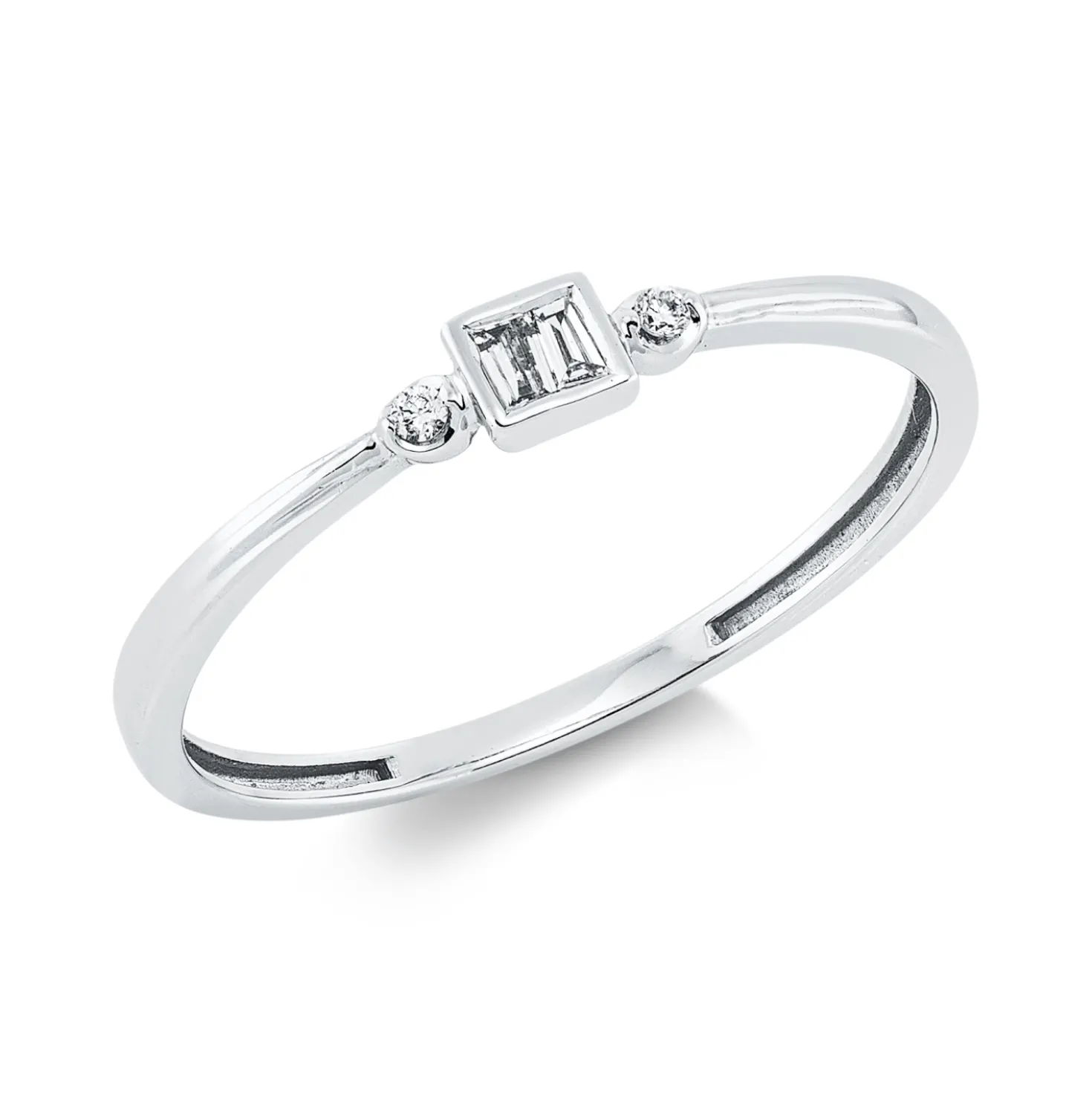 Ring aus 750 Gold Weißgold 4 Diamanten 0,07ct TW-SI B:2,9mm