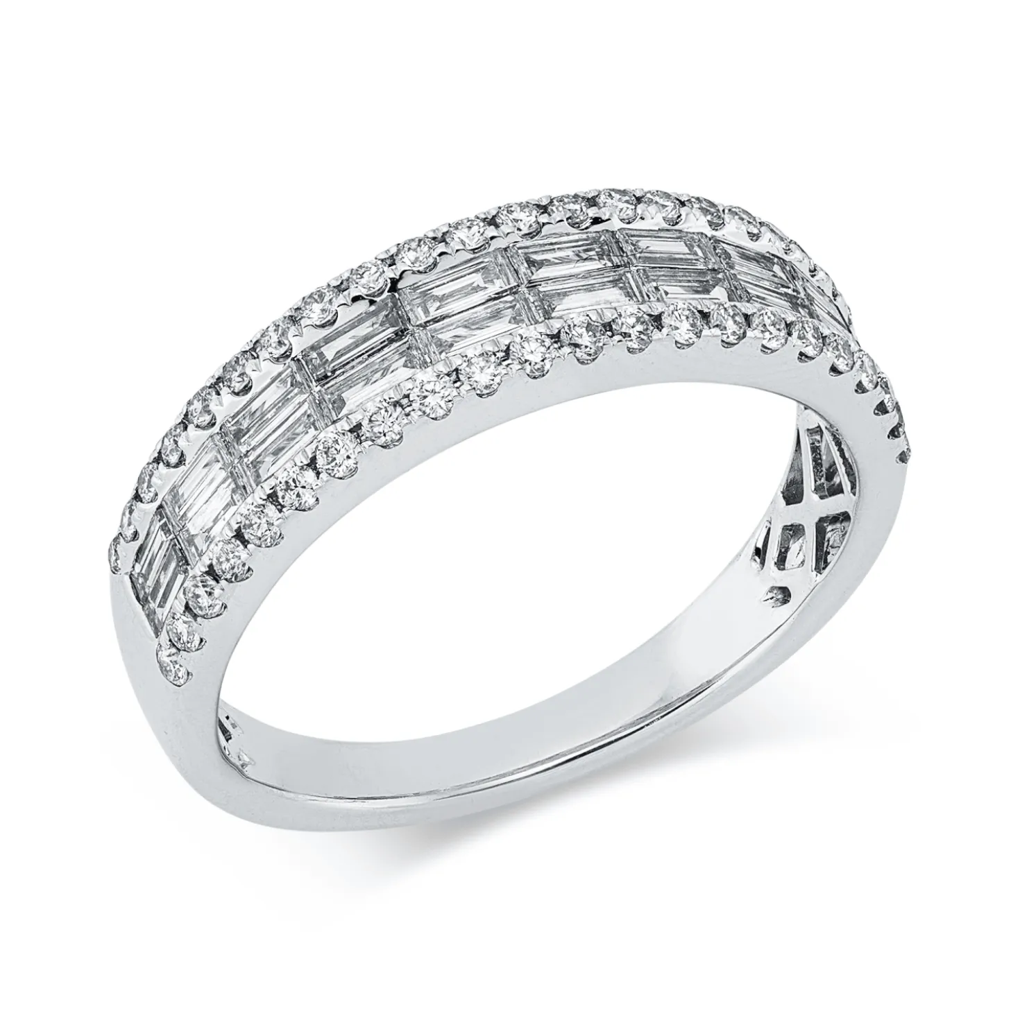 Ring aus 750 Gold Weißgold 64 Diamanten 0,78ct TW-SI B:5mm
