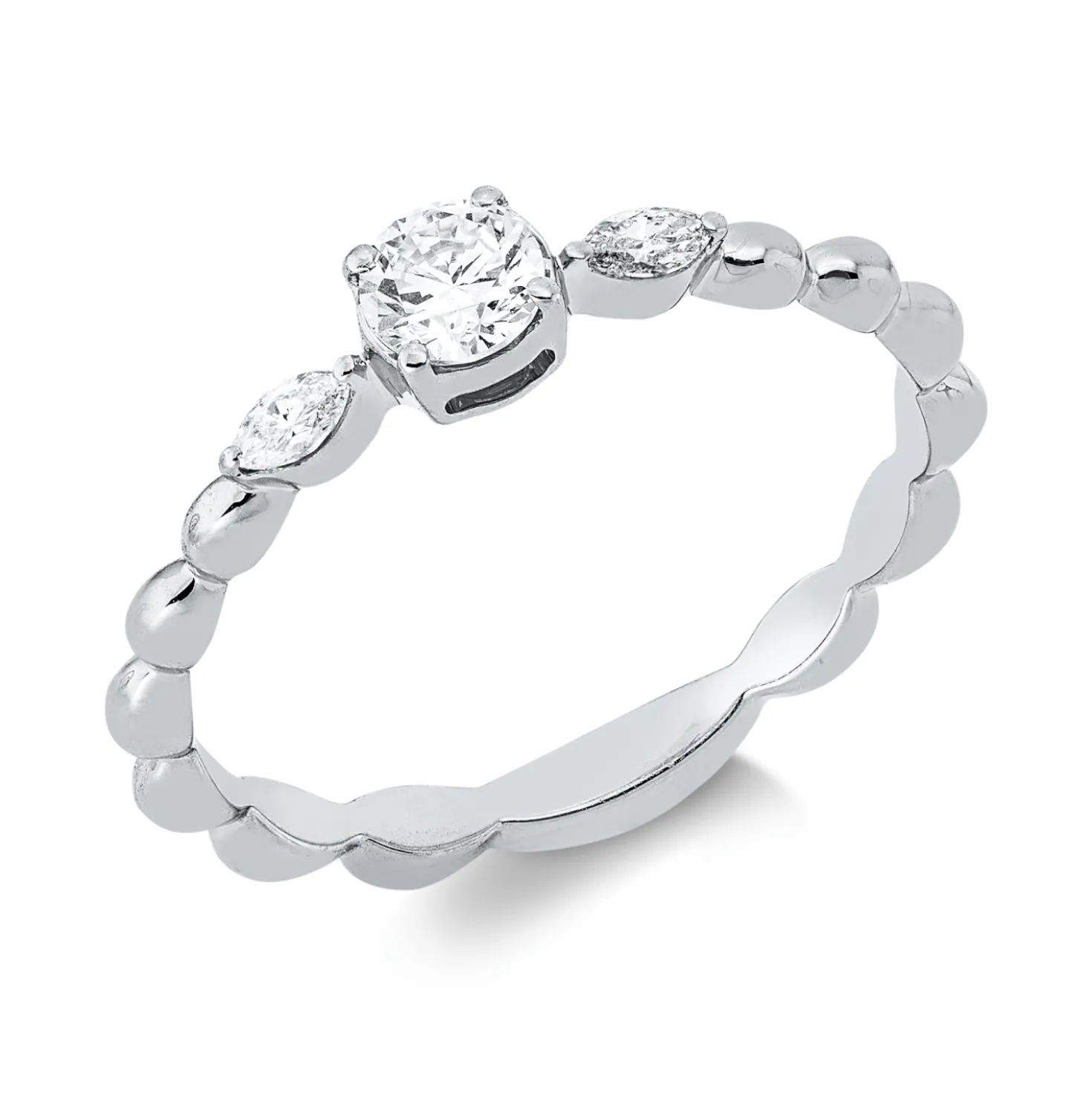 Ring aus 750 Gold Weißgold 3 Diamanten 0,3ct TW-SI B:4,1mm