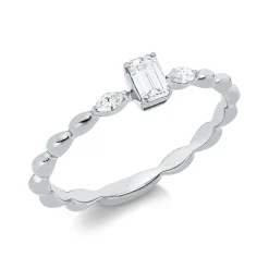 Ring aus 750 Gold Weißgold 3 Diamanten 0,29ct TW-SI B:4,2mm