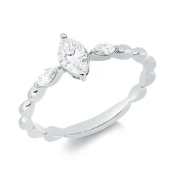 Ring aus 750 Gold Weißgold 3 Diamanten 0,43ct TW-SI B:7,3mm