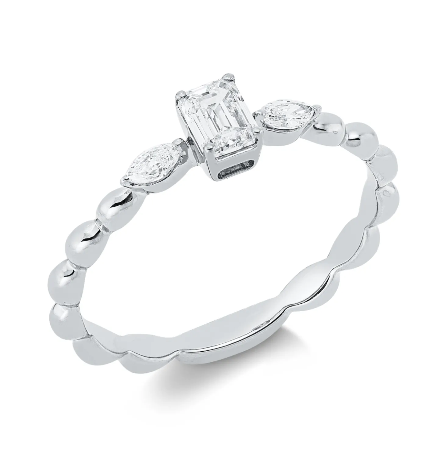 Ring aus 750 Gold Weißgold 3 Diamanten 0,41ct TW-SI B:4,5mm