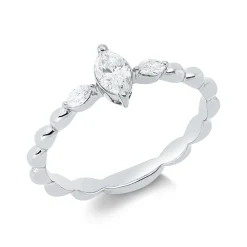 Ring aus 750 Gold Weißgold 3 Diamanten 0,31ct TW-SI B:6,7mm