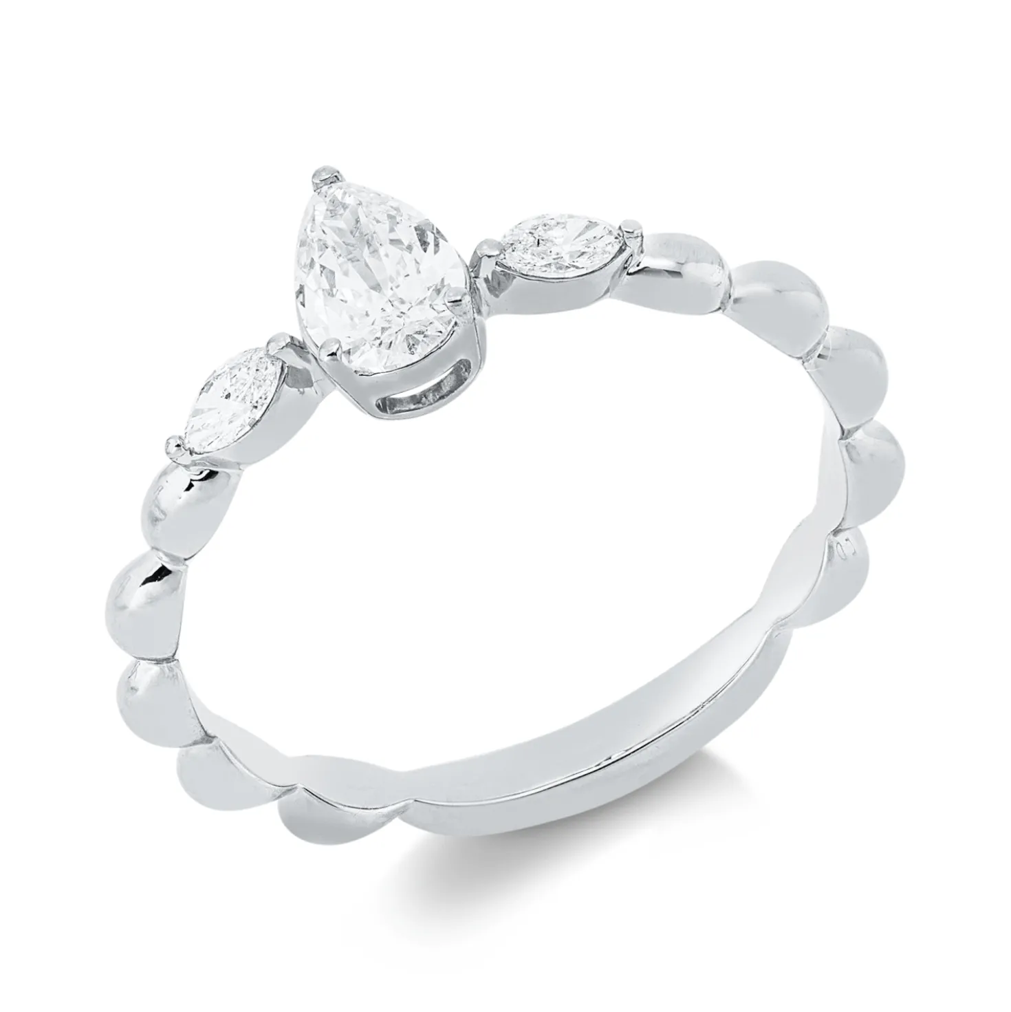 Ring aus 750 Gold Weißgold 3 Diamanten 0,42ct TW-SI B:6,4mm