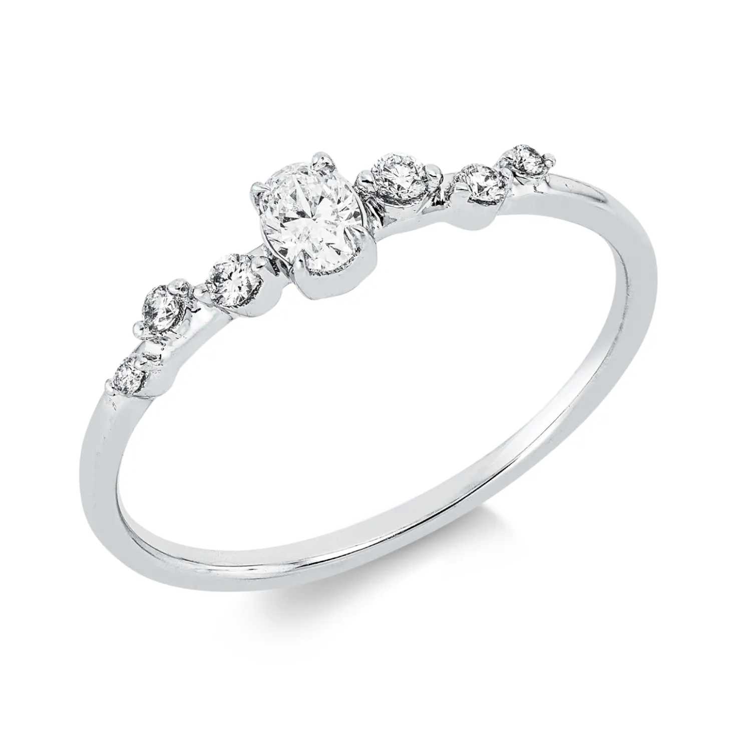 Ring aus 750 Gold Weißgold 7 Diamanten 0,21ct TW-SI B:3,8mm
