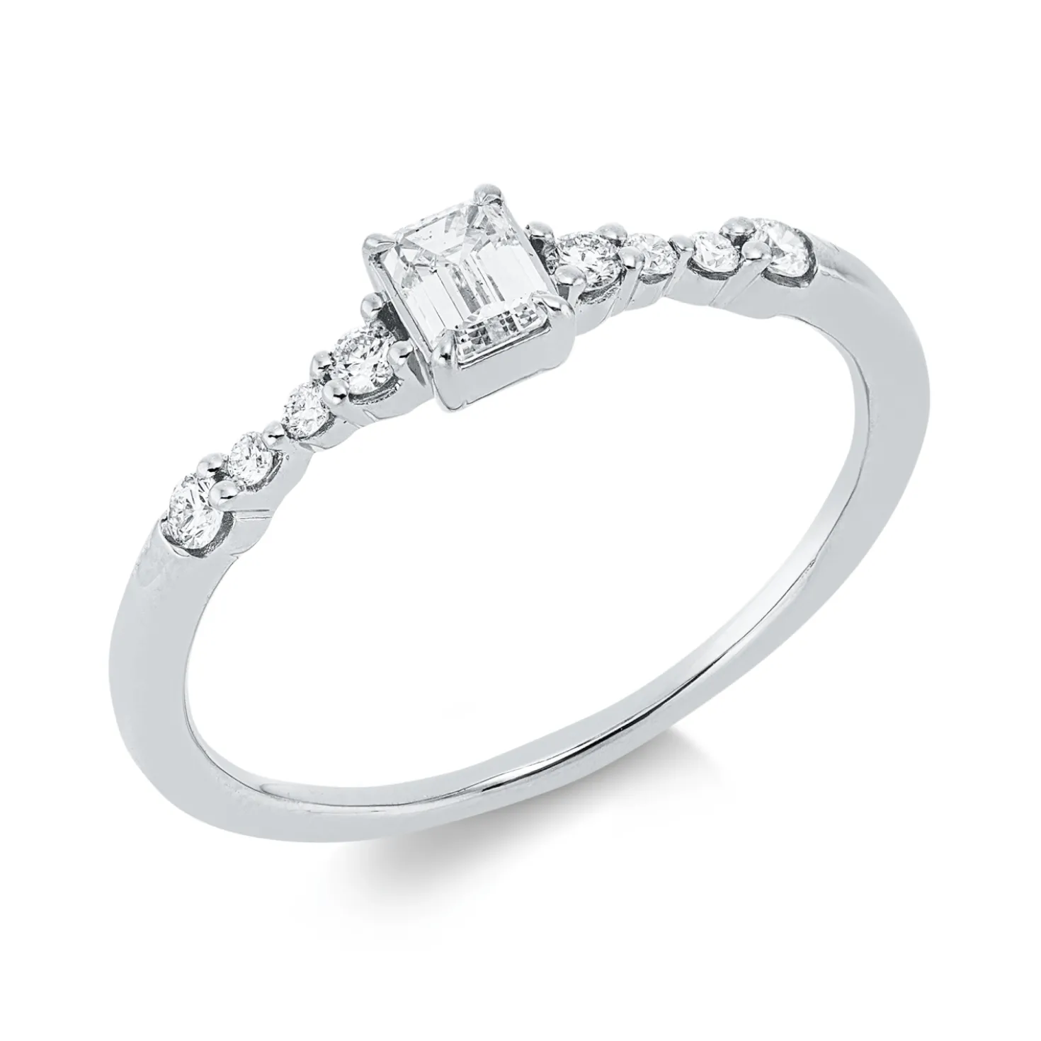 Ring aus 750 Gold Weißgold 9 Diamanten 0,33ct TW-SI B:4mm