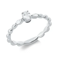 Ring aus 750 Gold Weißgold 3 Diamanten 0,26ct TW-SI B:4,6mm