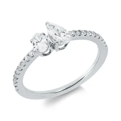 Ring aus 750 Gold Weißgold 20 Diamanten 0,63ct TW-SI B:6,3mm