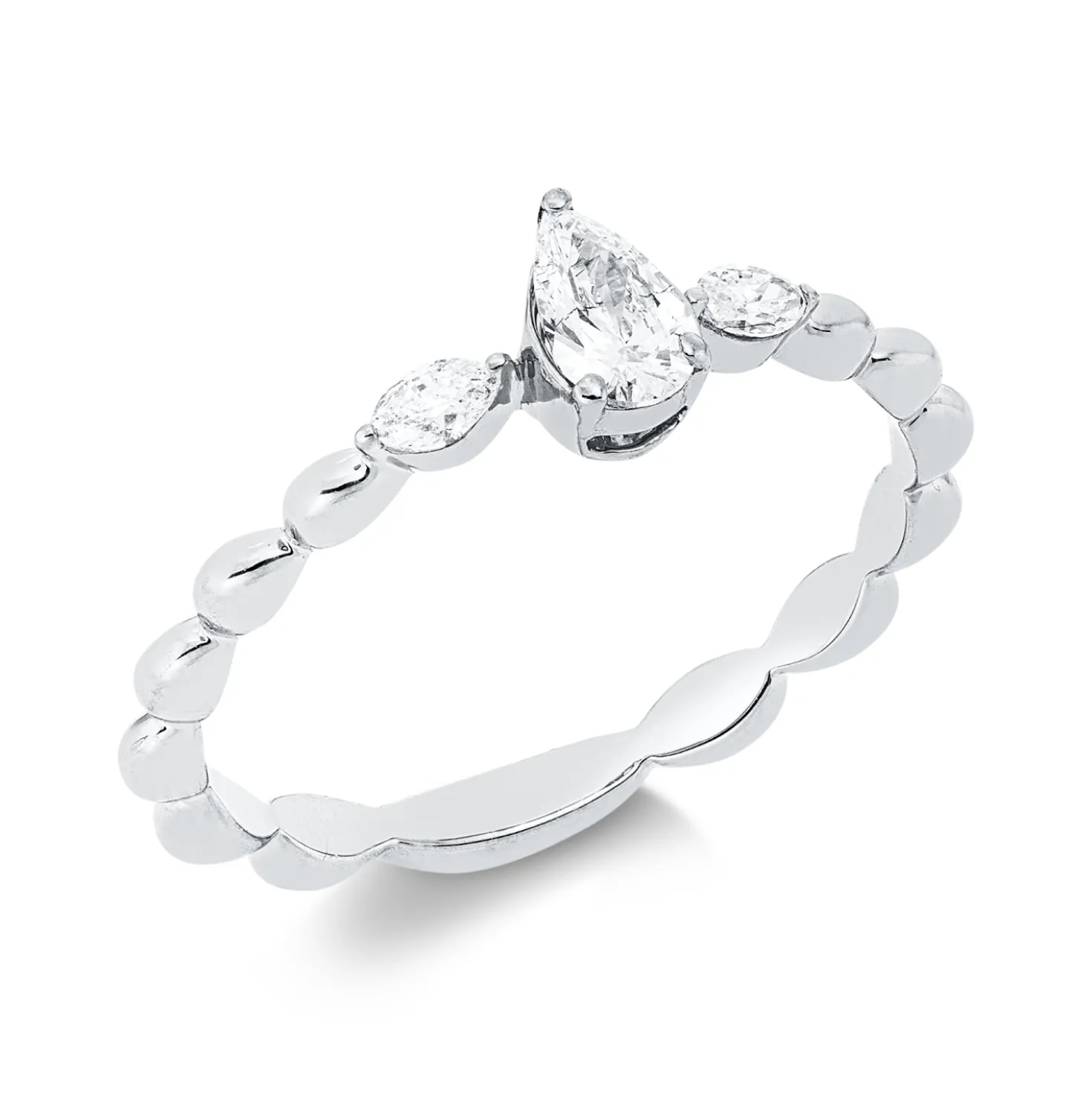 Ring aus 750 Gold Weißgold 3 Diamanten 0,3ct TW-SI B:5,5mm