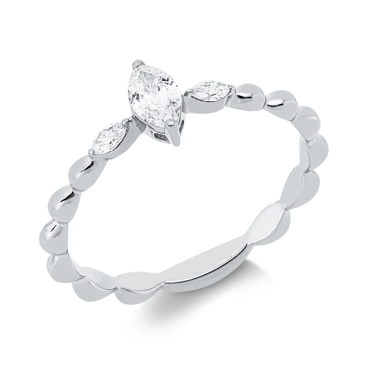 Ring aus 750 Gold Weißgold 3 Diamanten 0,25ct TW-SI B:6,2mm