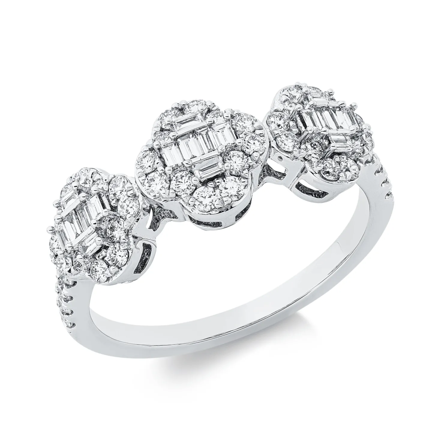 Ring aus 750 Gold Weißgold 62 Diamanten 0,67ct TW-SI B:8mm