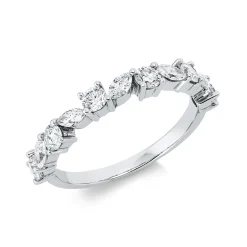 Ring aus 750 Gold Weißgold 11 Diamanten 0,87ct TW-SI B:3mm