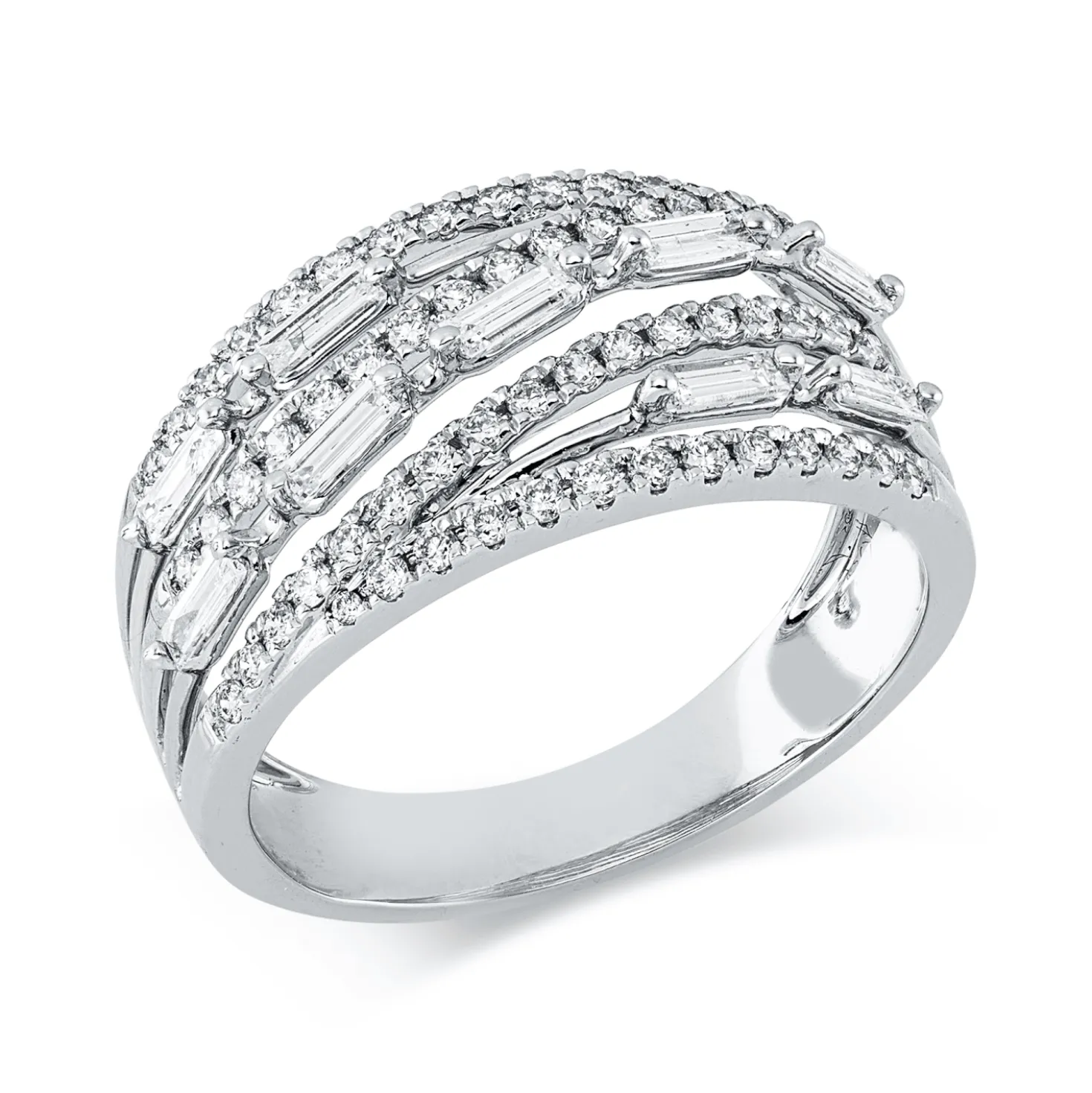 Ring aus 750 Gold Weißgold 69 Diamanten 0,71ct TW-SI B:10mm