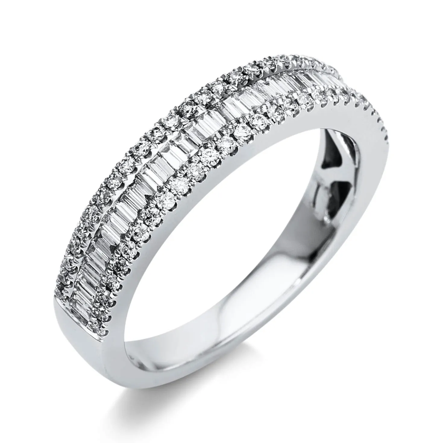 Ring aus 750 Gold Weißgold 86 Diamanten 0,57ct TW-SI B:4,5mm