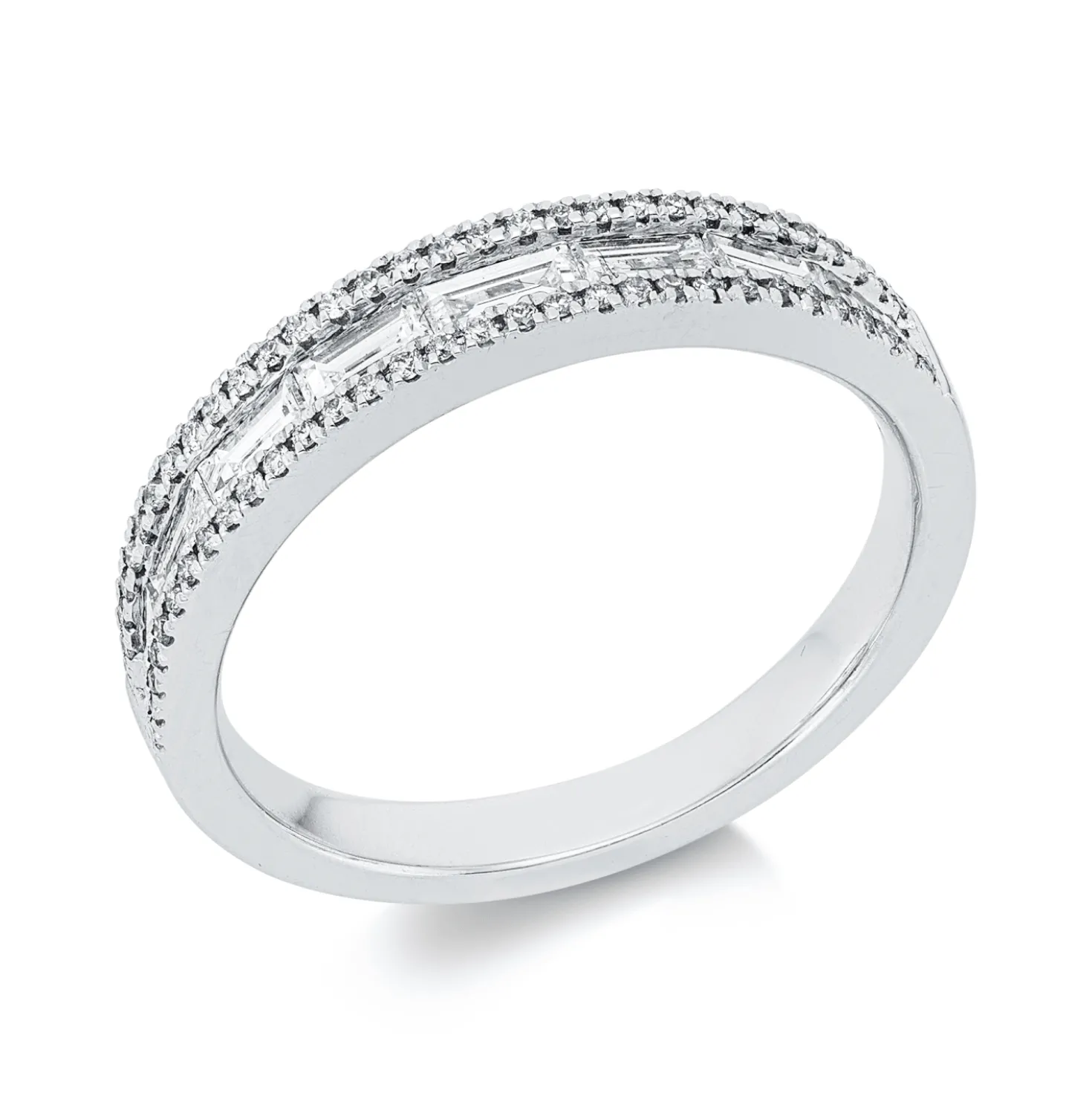 Ring aus 750 Gold Weißgold 70 Diamanten 0,63ct TW-SI B:3,8mm
