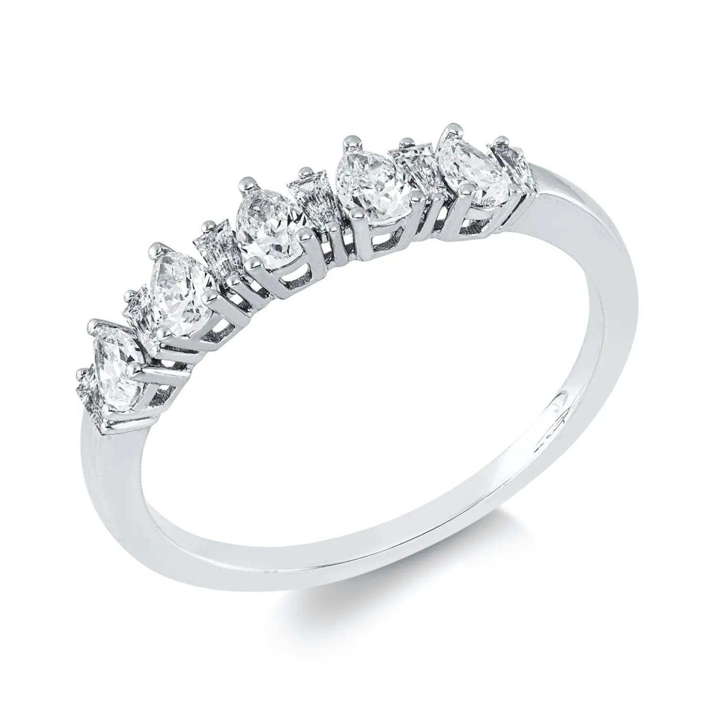 Ring aus 750 Gold Weißgold 12 Diamanten 0,58ct TW-SI B:3,8mm