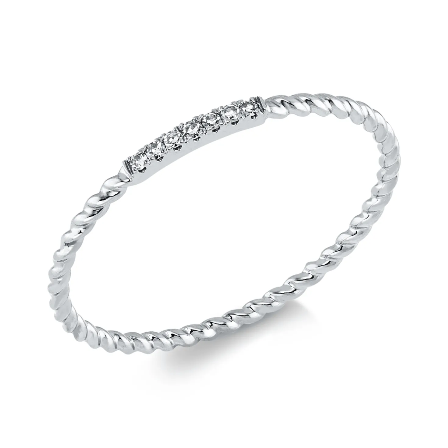Ring aus 750 Gold Weißgold 7 Diamanten 0,03ct TW-SI B:1mm