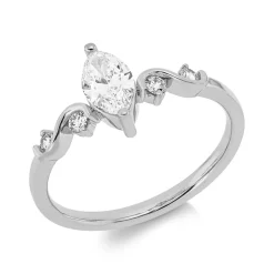 Ring aus 750 Gold Weißgold 5 Diamanten 0,61ct TW-SI B:8,9mm