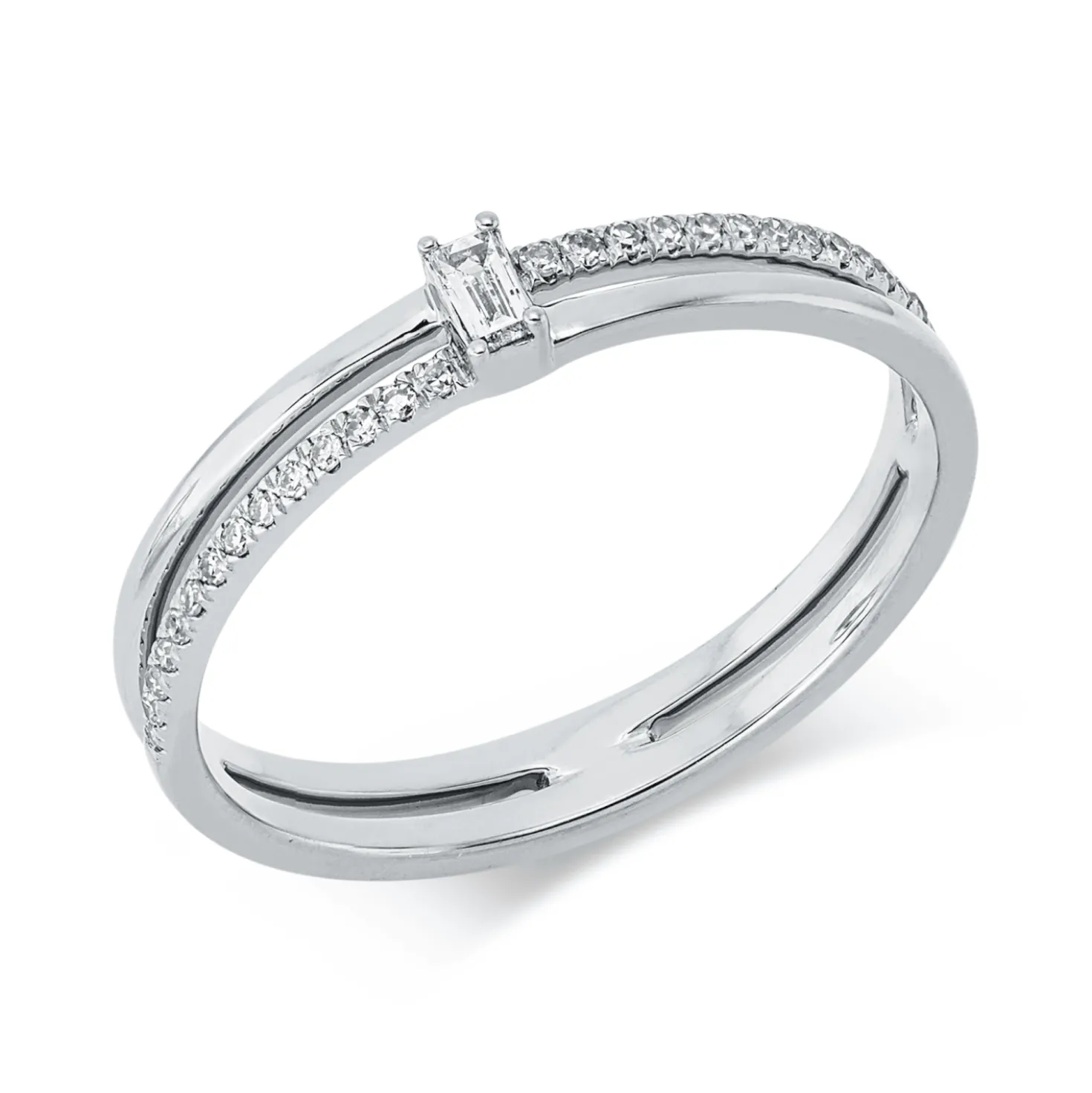 Ring aus 750 Gold Weißgold 29 Diamanten 0,11ct TW-SI B:3,2mm
