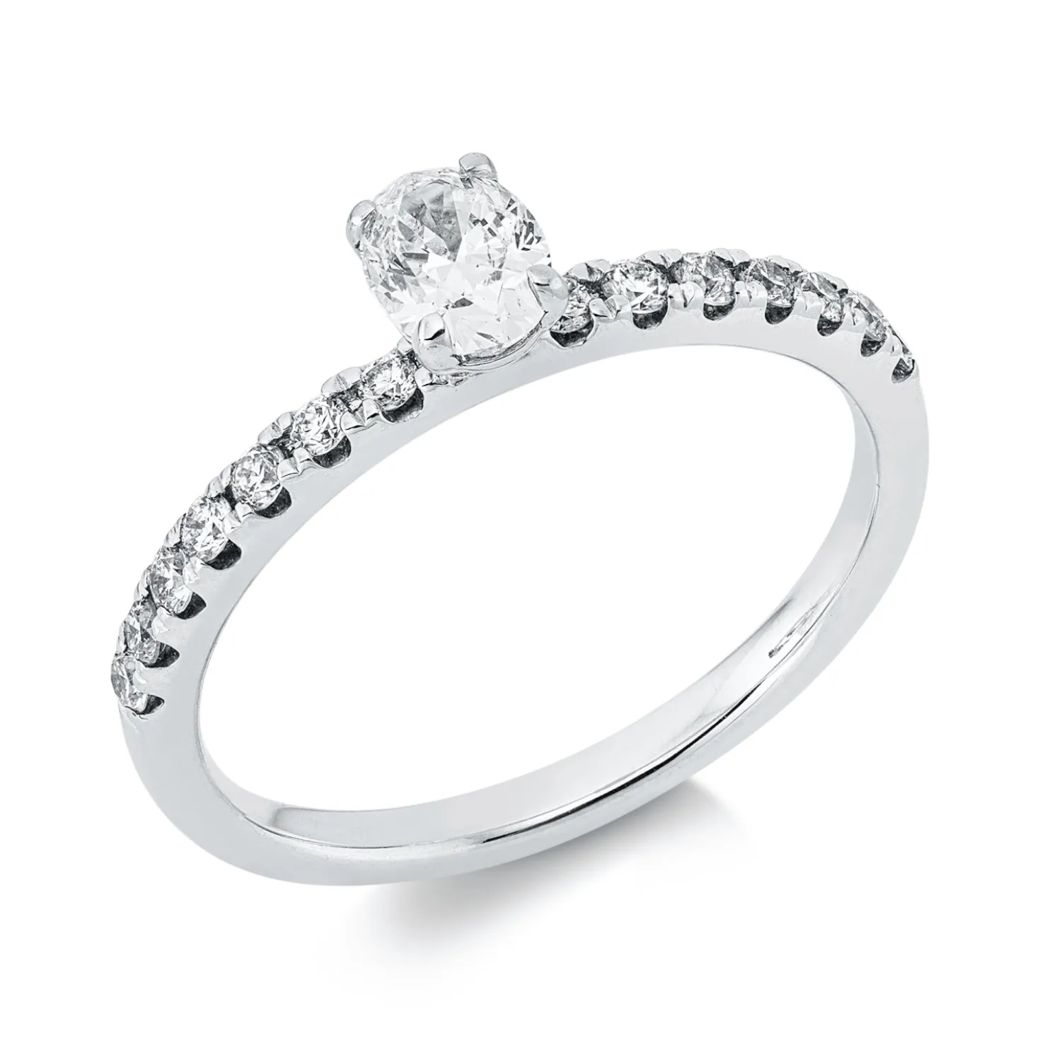 Ring aus 750 Gold Weißgold 15 Diamanten 0,64ct TW-SI B:5,2mm