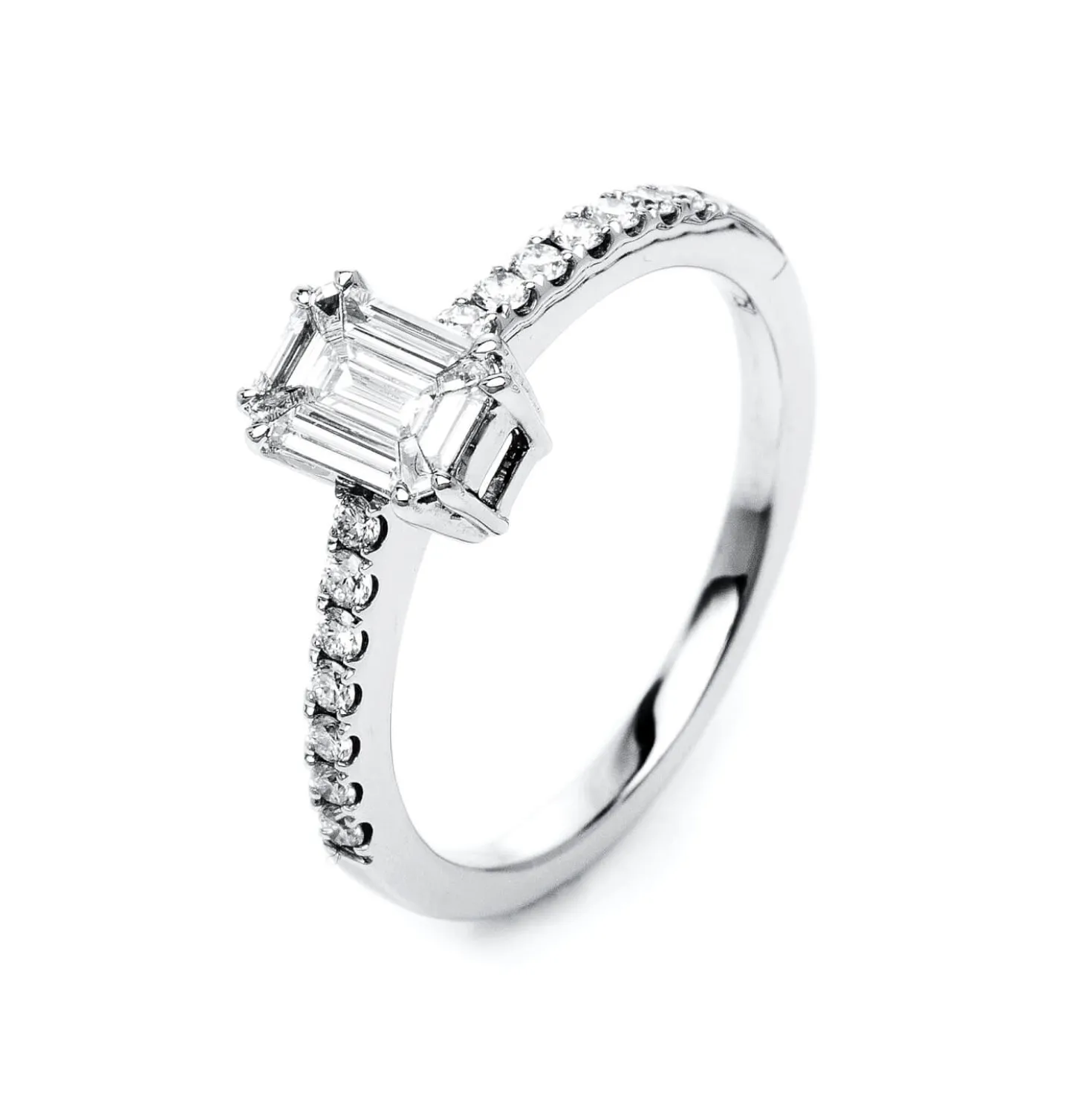Ring aus 750 Gold Weißgold 23 Diamanten 0,51ct TW-SI B:5,6mm