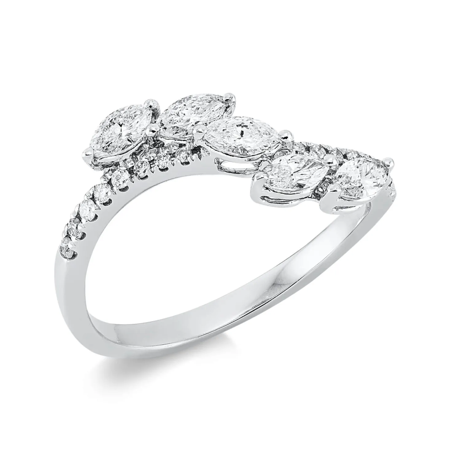 Ring aus 750 Gold Weißgold 21 Diamanten 0,58ct TW-SI B:6,2mm