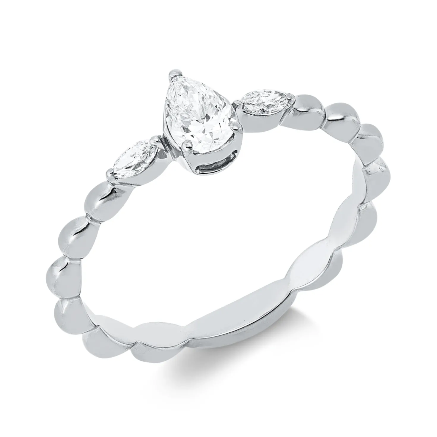 Ring aus 750 Gold Weißgold 3 Diamanten 0,32ct TW-SI B:5,8mm