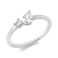 Ring aus 750 Gold Weißgold 2 Diamanten 0,44ct TW-SI B:6,2mm
