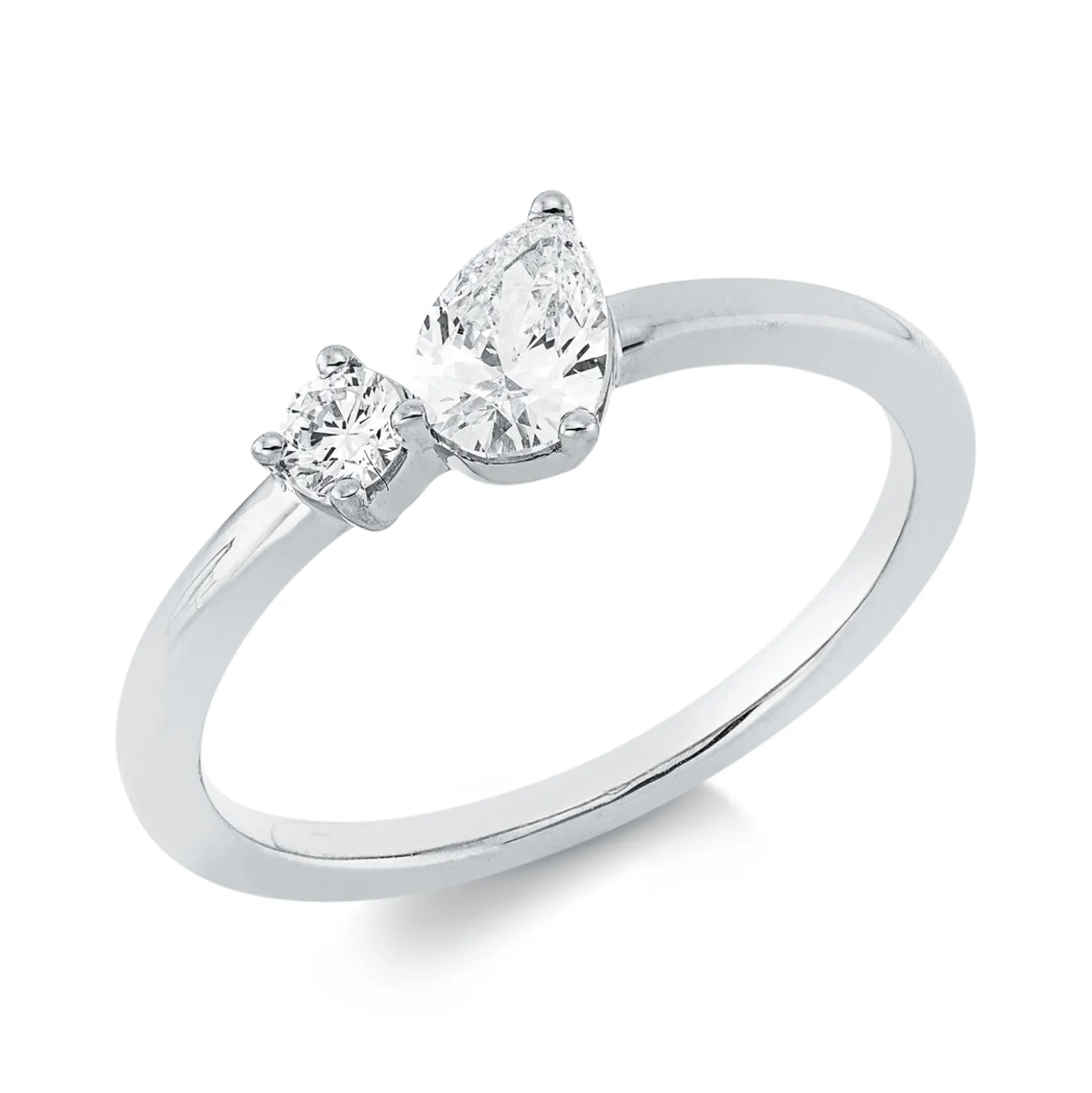 Ring aus 750 Gold Weißgold 2 Diamanten 0,44ct TW-SI B:6,2mm