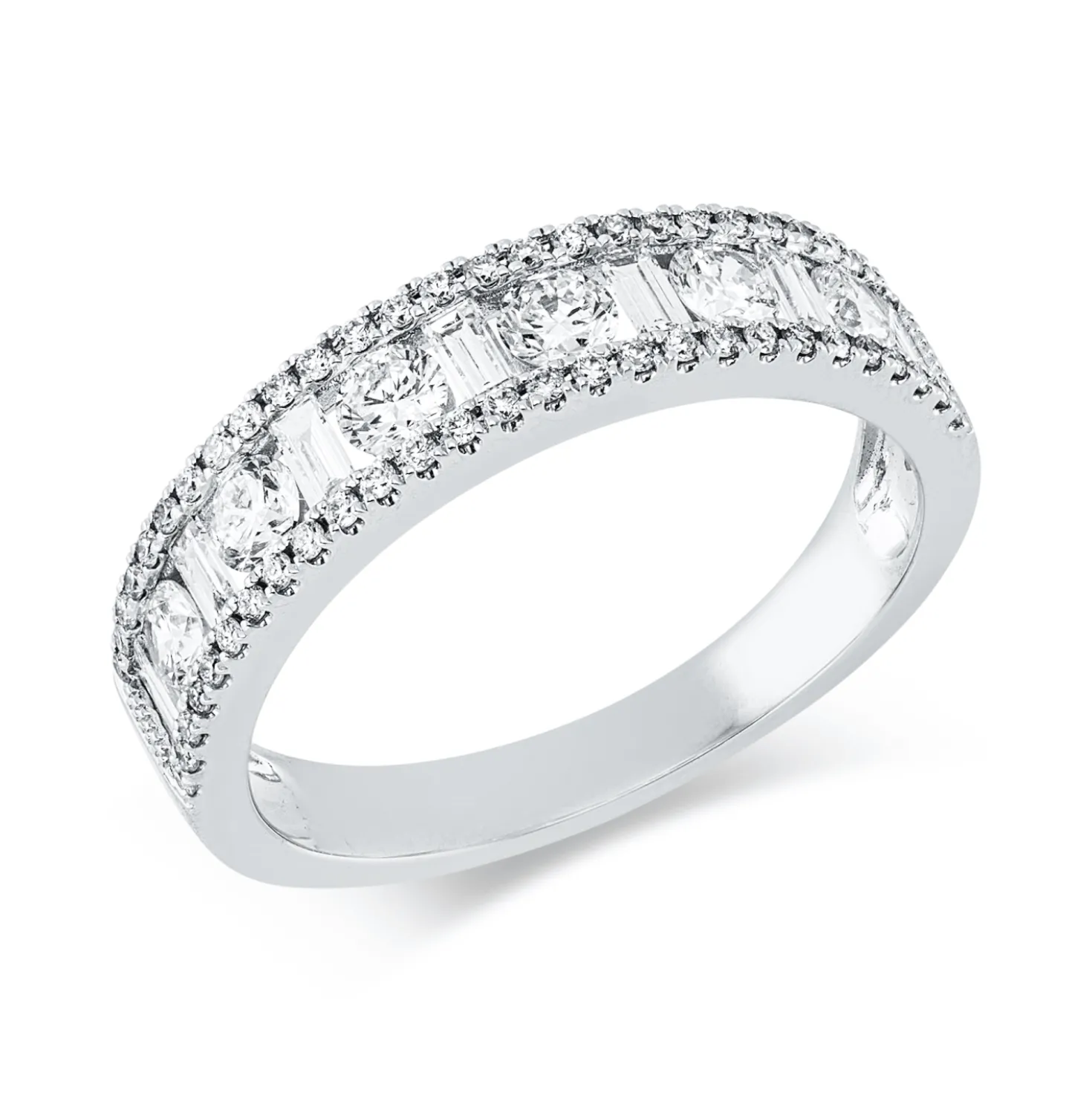 Ring aus 750 Gold Weißgold 67 Diamanten 0,86ct TW-SI B:4,7mm