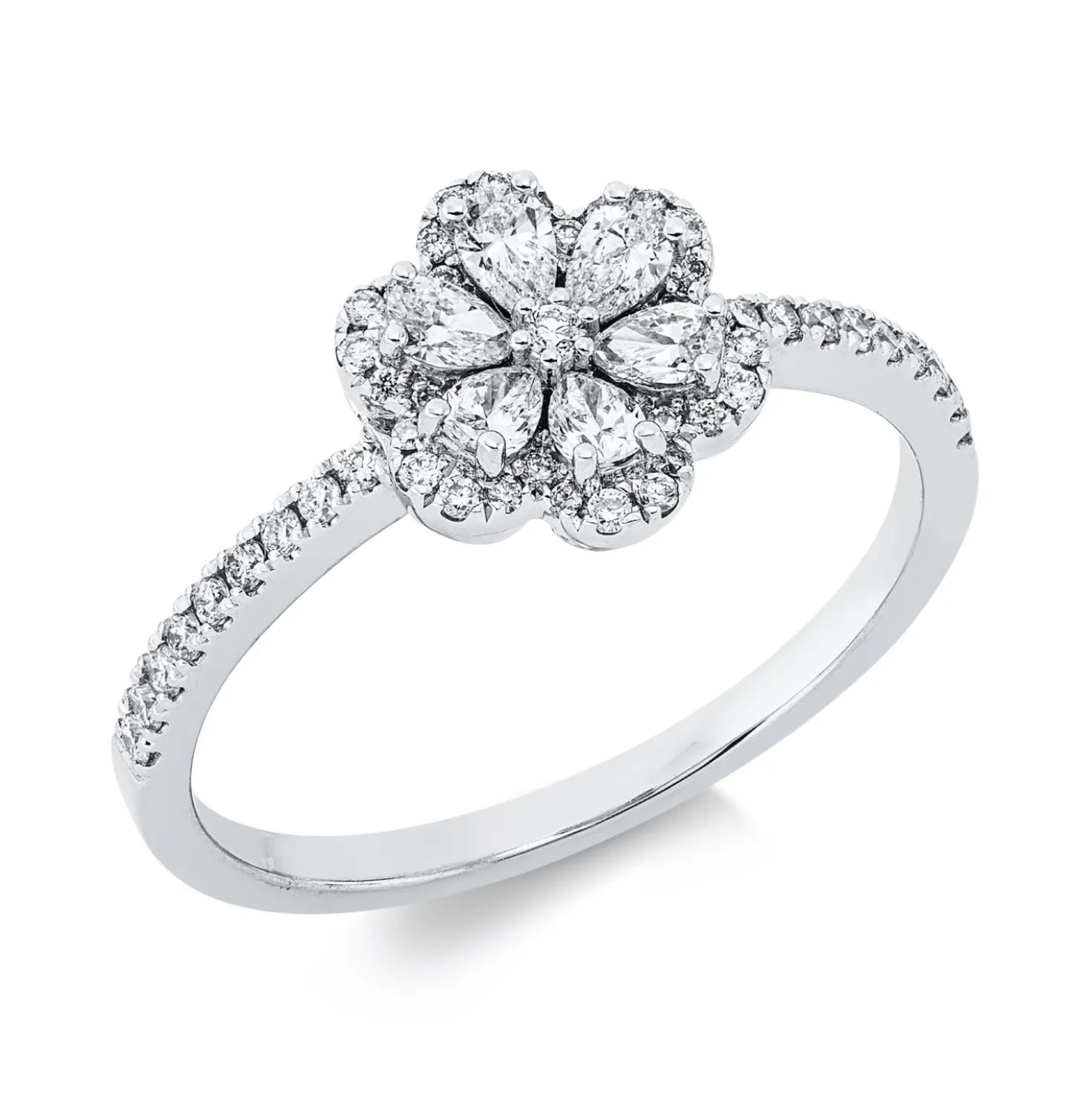 Ring aus 750 Gold Weißgold 55 Diamanten 0,48ct TW-SI B:9,2mm