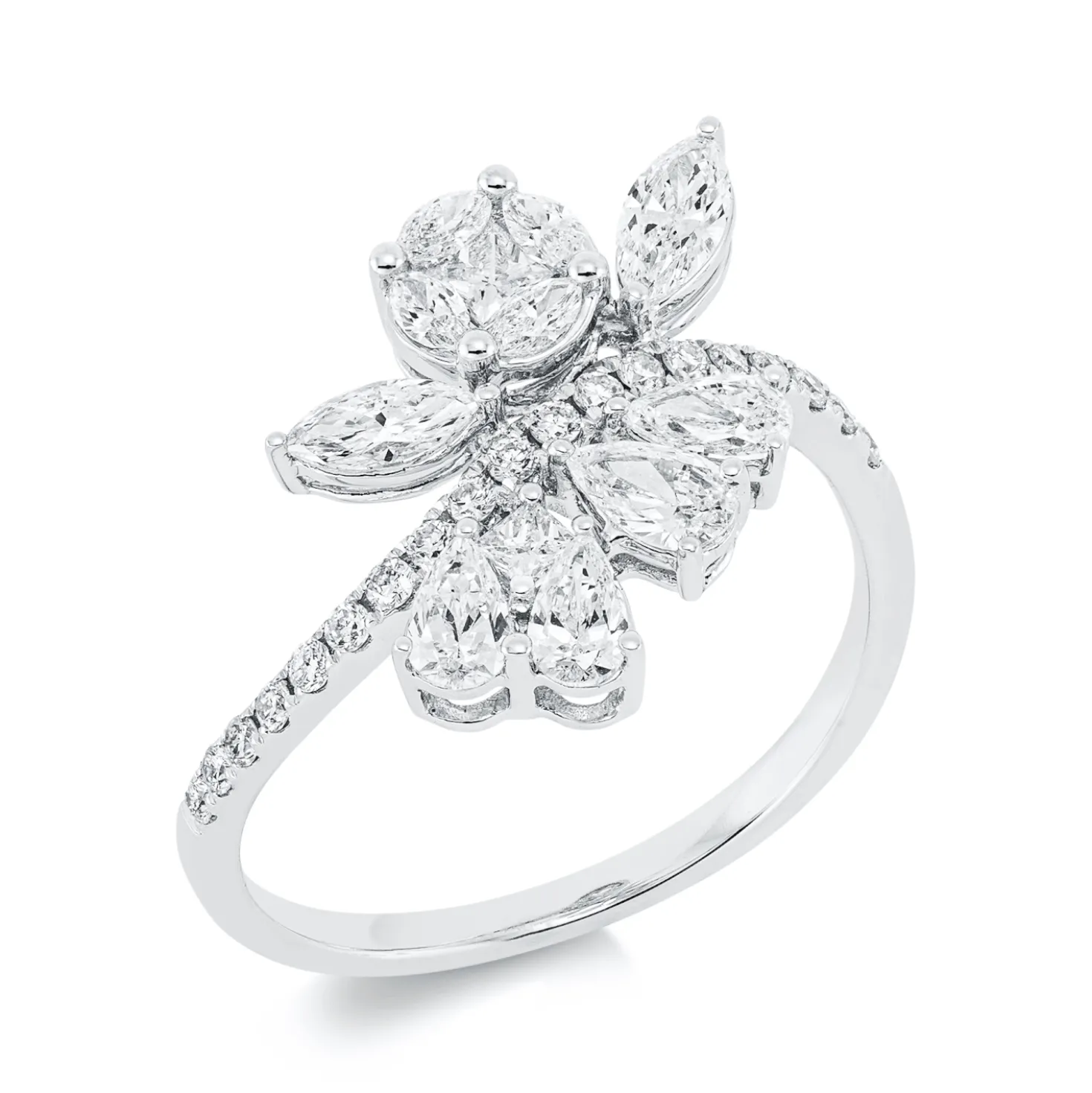 Ring aus 750 Gold Weißgold 31 Diamanten 1,02ct TW-SI B:14mm