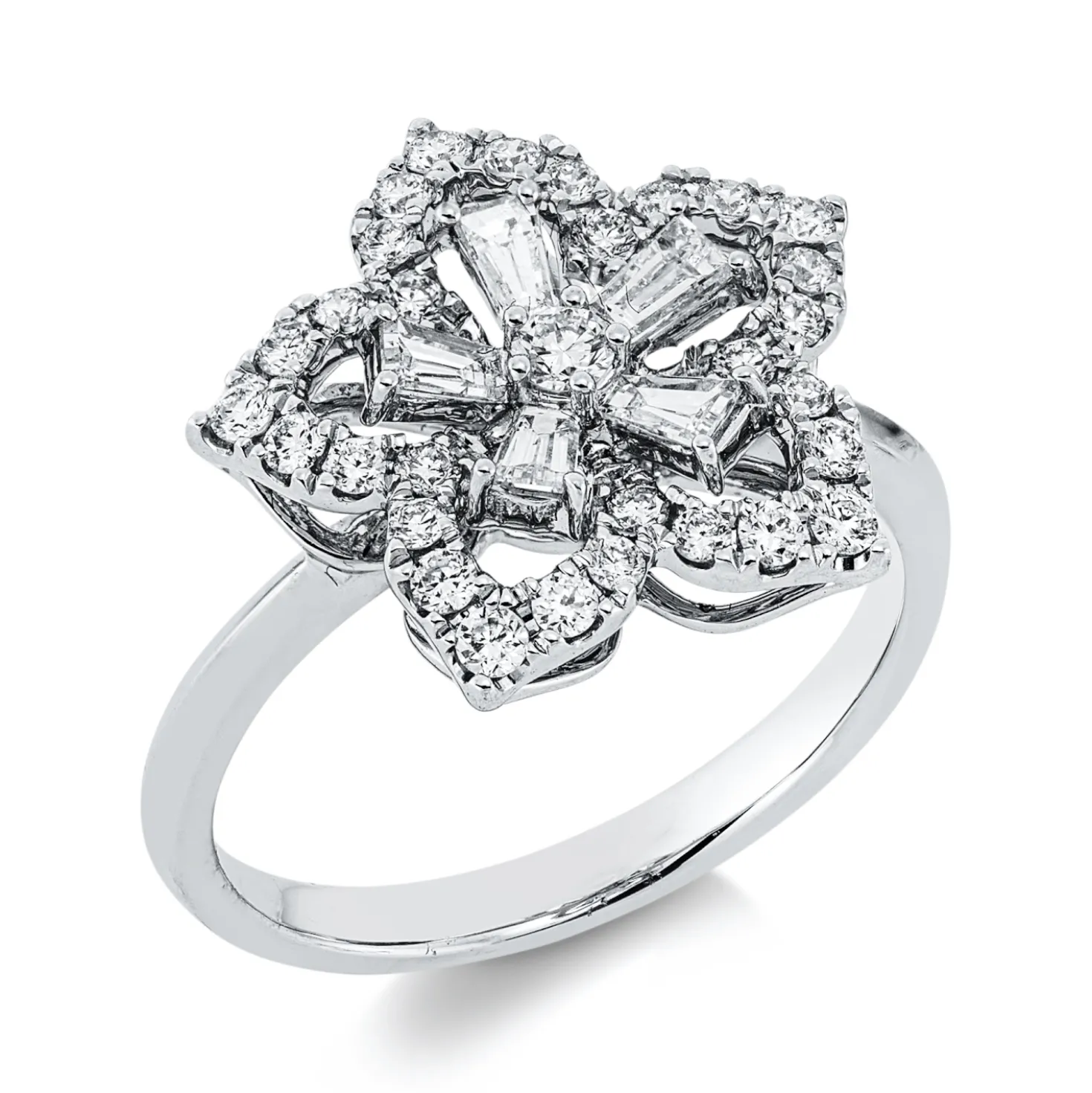 Ring aus 750 Gold Weißgold 36 Diamanten 0,77ct TW-SI B:14,6mm