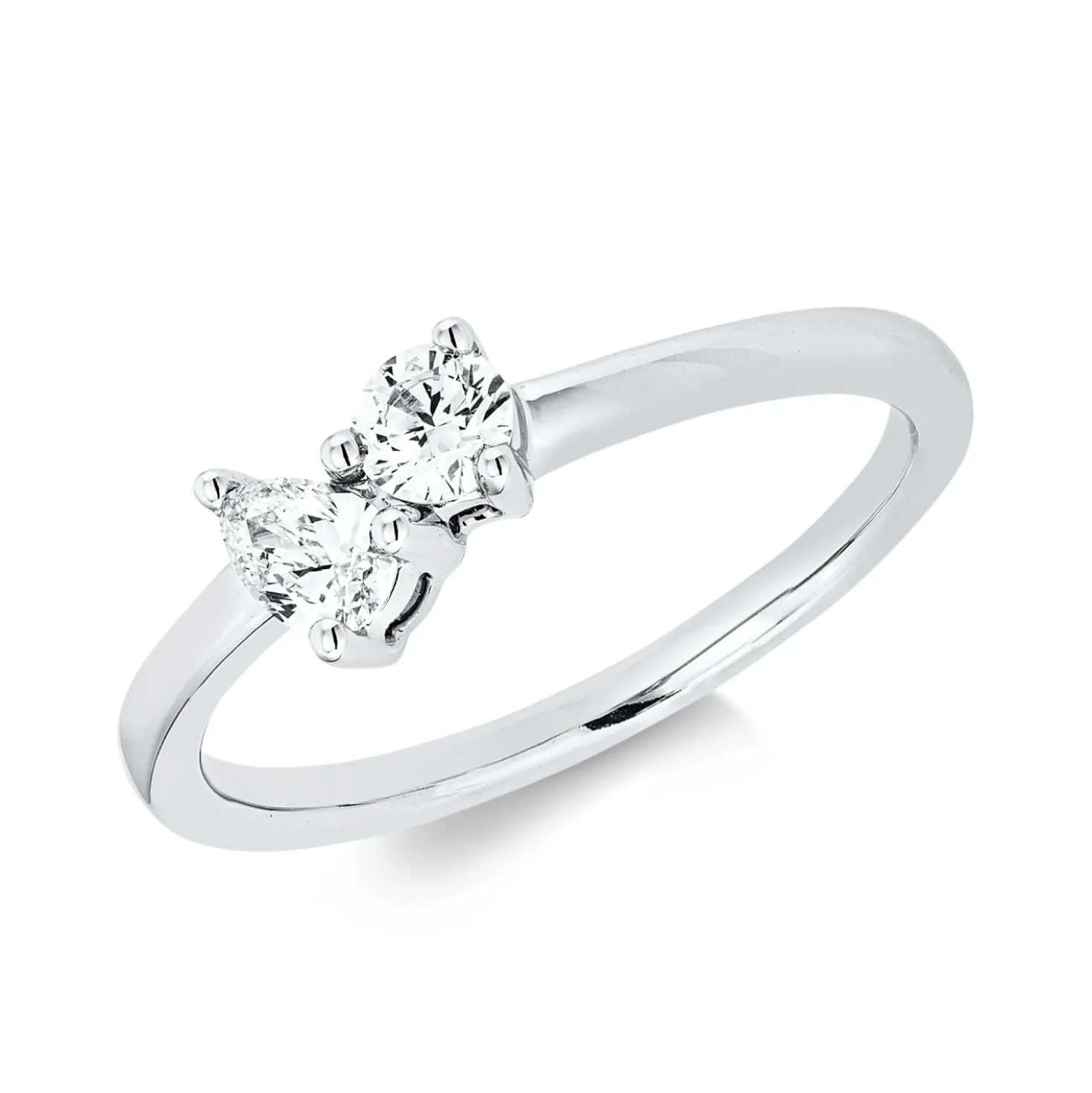 Ring aus 750 Gold Weißgold 2 Diamanten 0,34ct TW-SI B:5,6mm