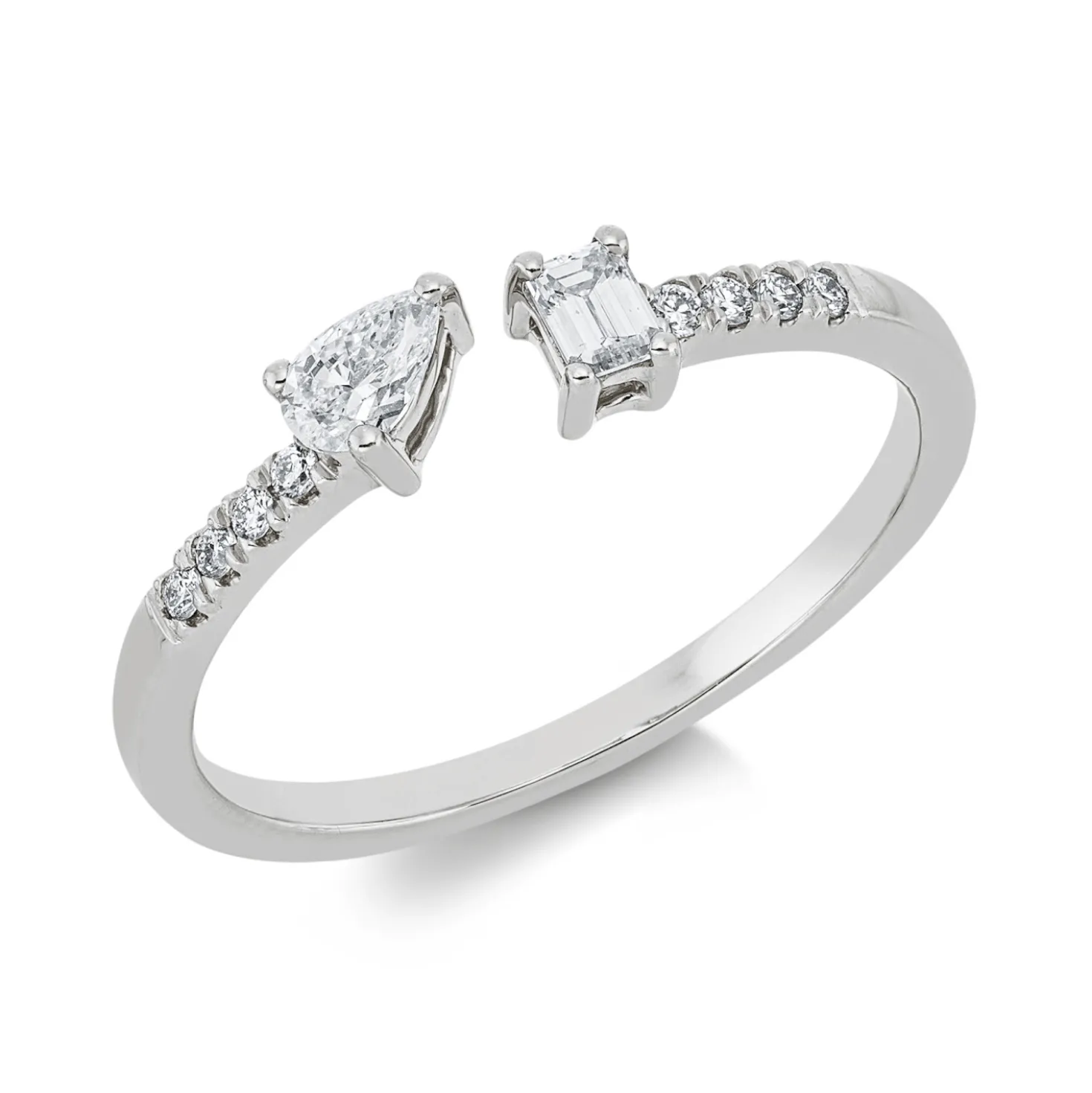 Ring aus 750 Gold Weißgold 10 Diamanten 0,27ct TW-SI B:3,8mm