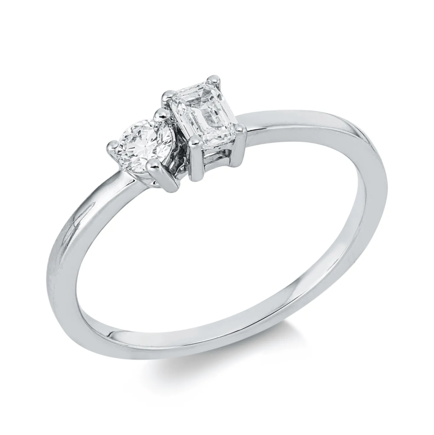 Ring aus 750 Gold Weißgold 2 Diamanten 0,34ct TW-SI B:4,4mm