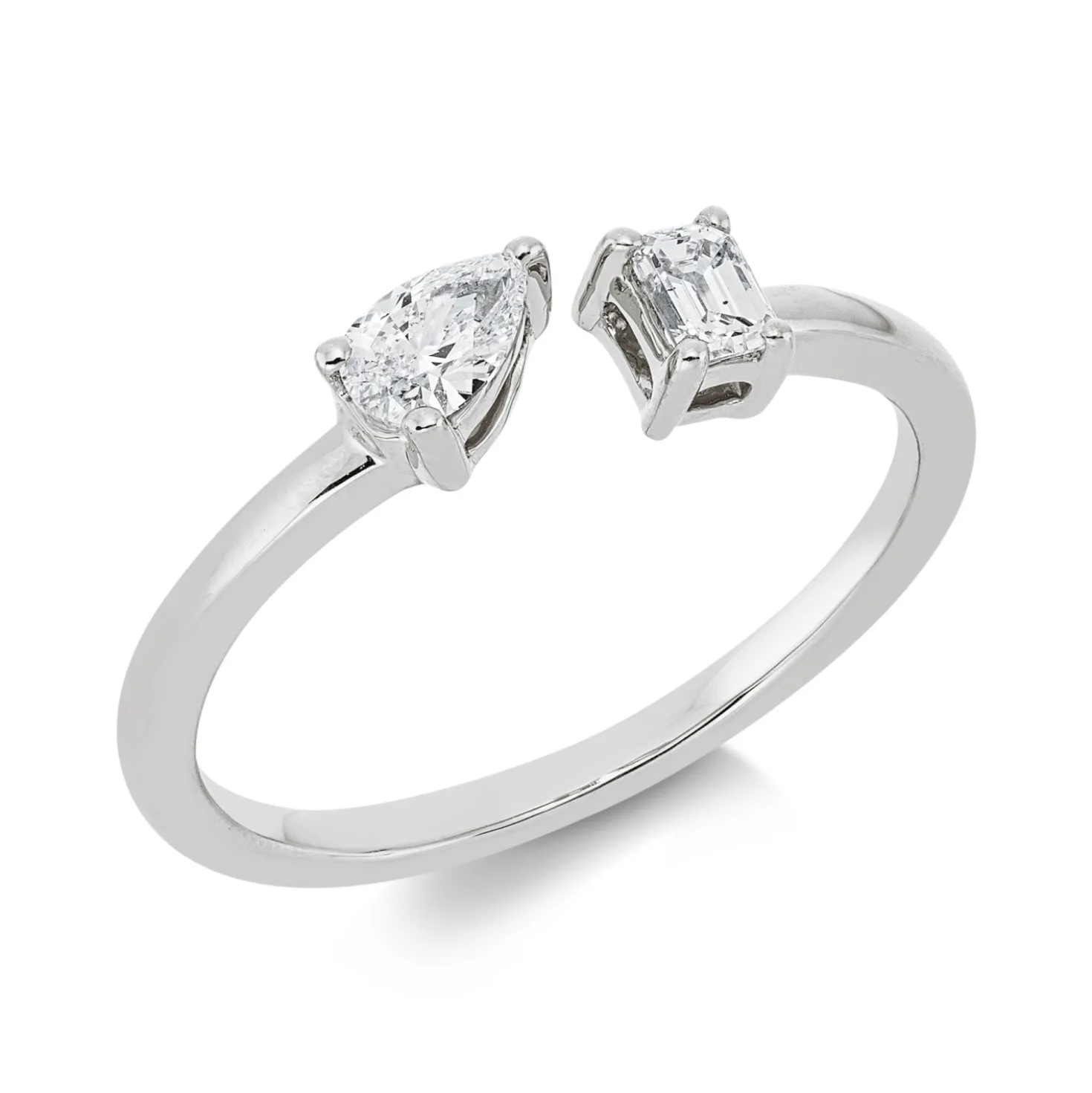 Ring aus 750 Gold Weißgold 2 Diamanten 0,33ct TW-SI B:4,2mm
