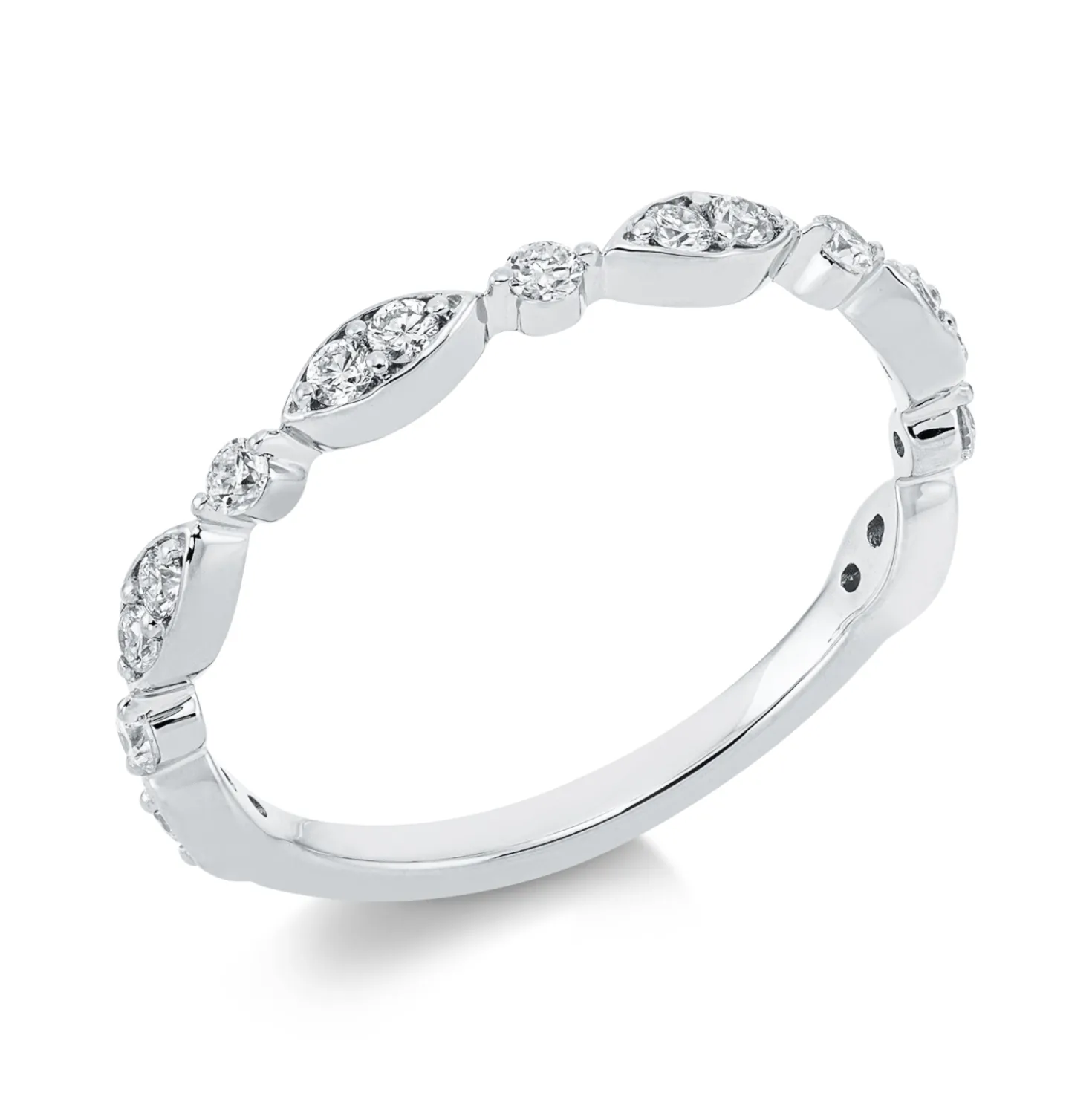 Ring aus 750 Gold Weißgold 17 Diamanten 0,28ct TW-SI B:2,4mm