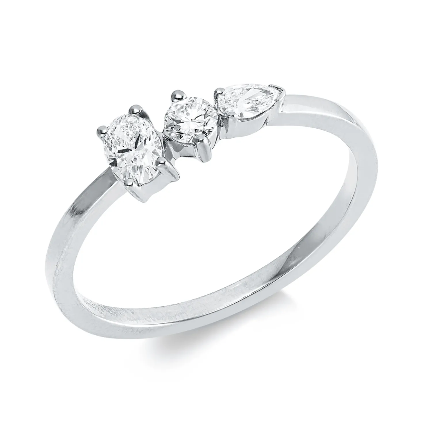 Ring aus 750 Gold Weißgold 3 Diamanten 0,33ct TW-SI B:4,4mm