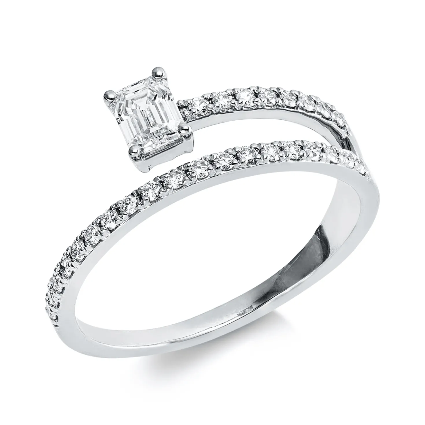 Ring aus 750 Gold Weißgold 28 Diamanten 0,5ct TW-SI B:6,7mm