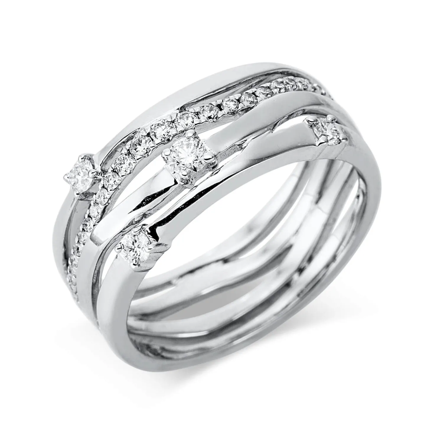 Ring aus 750 Gold Weißgold 32 Diamanten 0,39ct TW-SI B:7,3mm