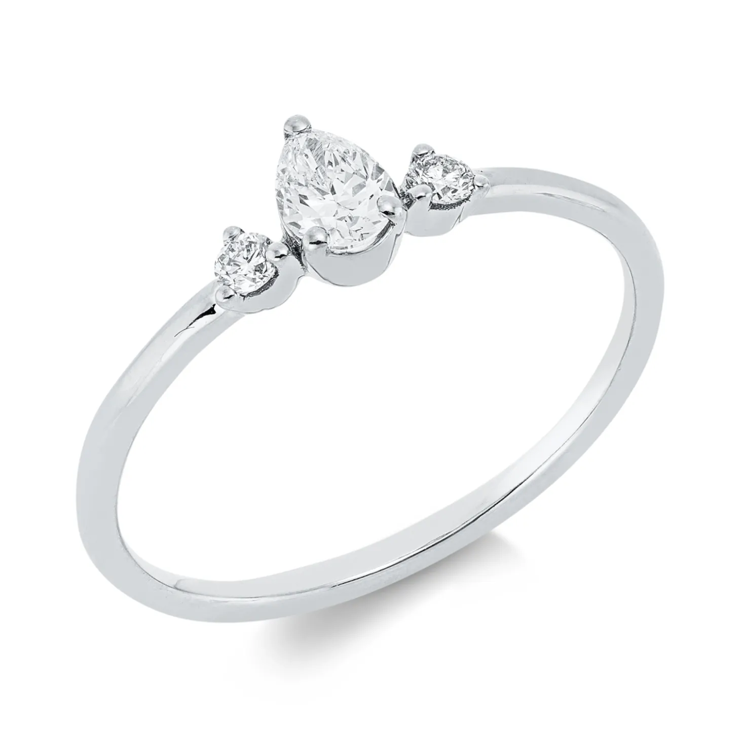 Ring aus 750 Gold Weißgold 3 Diamanten 0,25ct TW-SI B:5,2mm