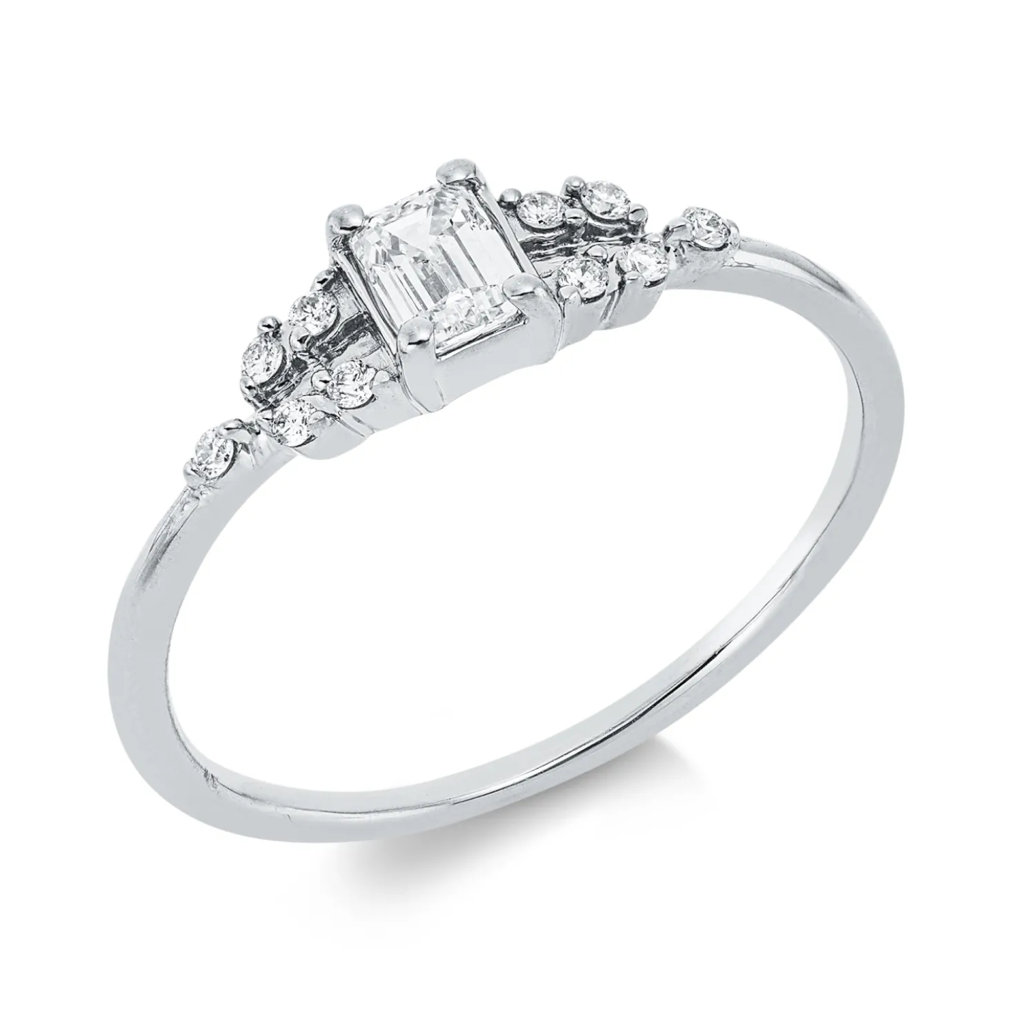 Ring aus 750 Gold Weißgold 11 Diamanten 0,32ct TW-SI B:4,5mm