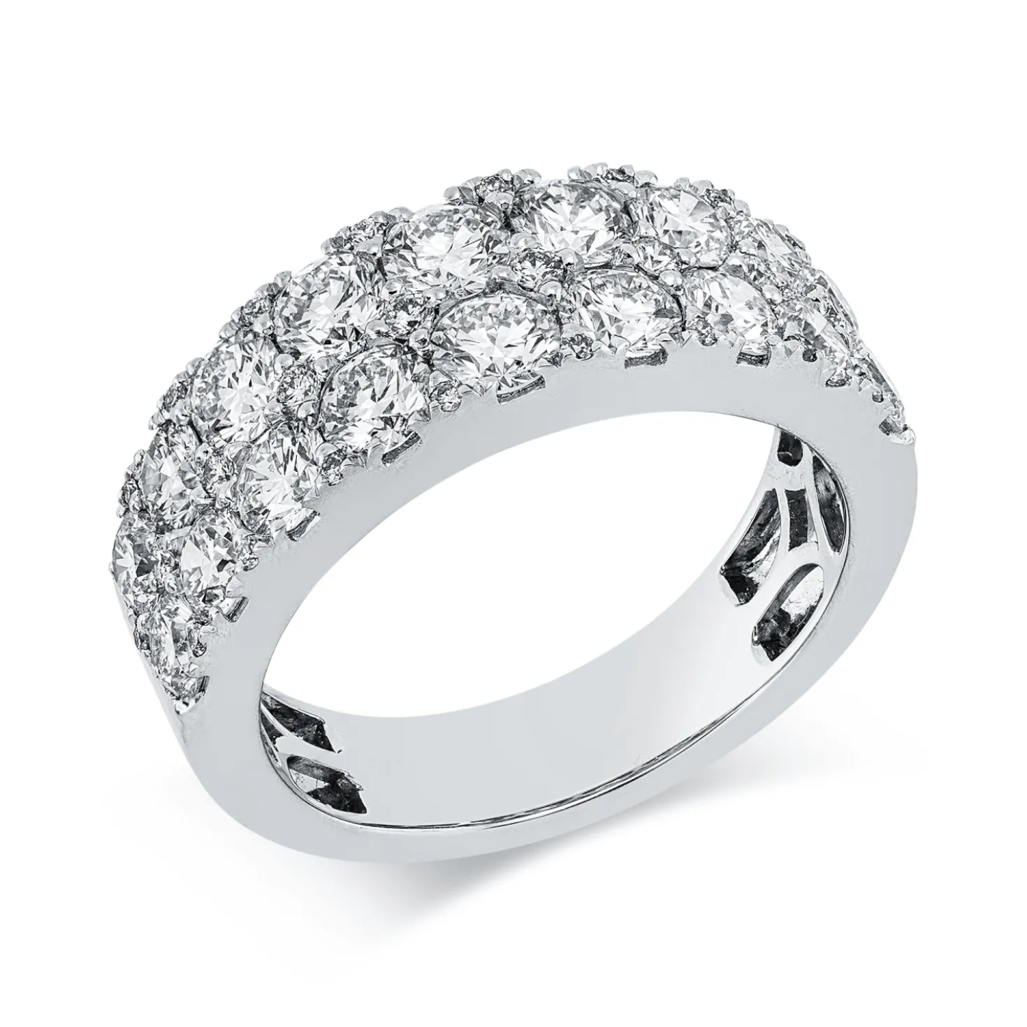 Ring aus 750 Gold Weißgold 44 Diamanten 2,45ct TW-SI B:7,4mm