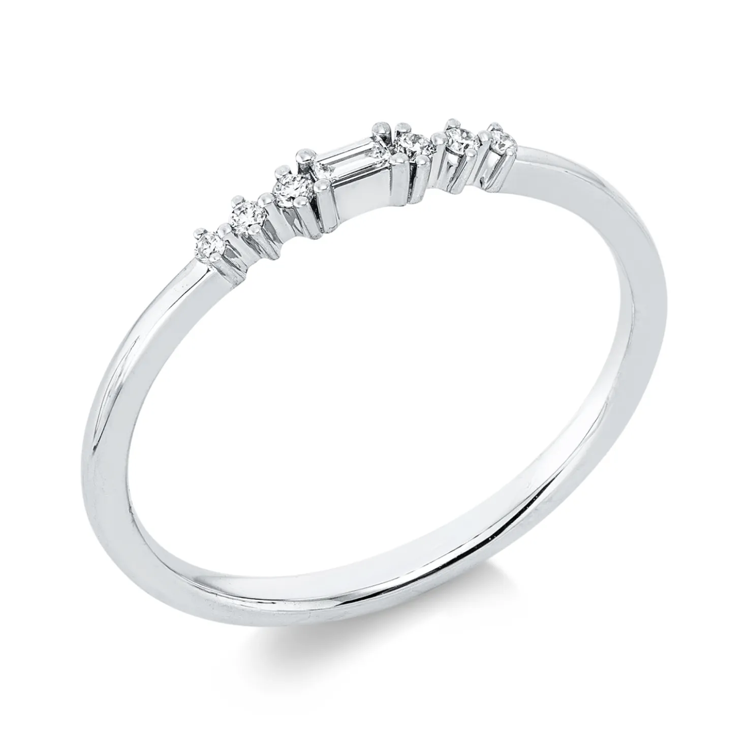 Ring aus 750 Gold Weißgold 7 Diamanten 0,07ct TW-SI B:1,9mm