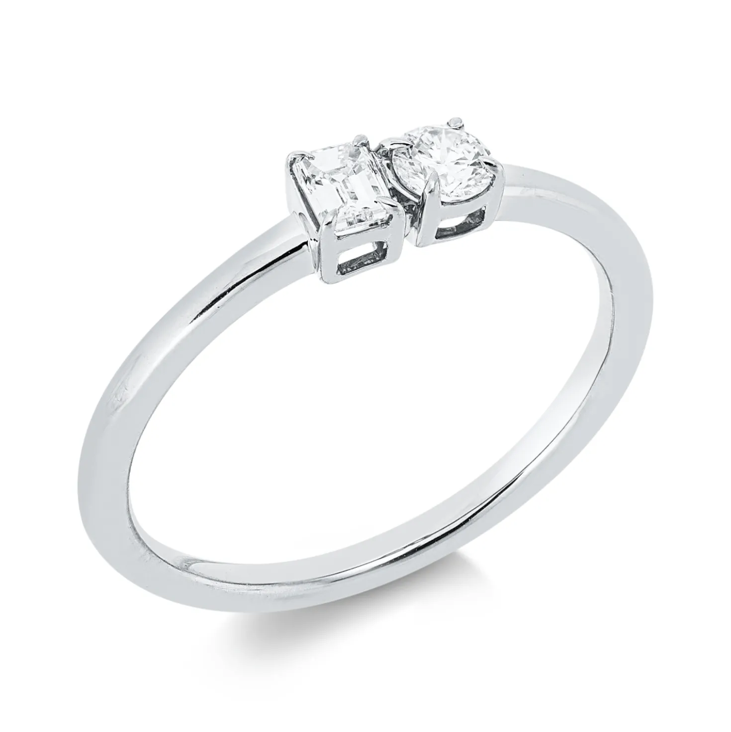Ring aus 750 Gold Weißgold 2 Diamanten 0,3ct TW-SI B:3,8mm