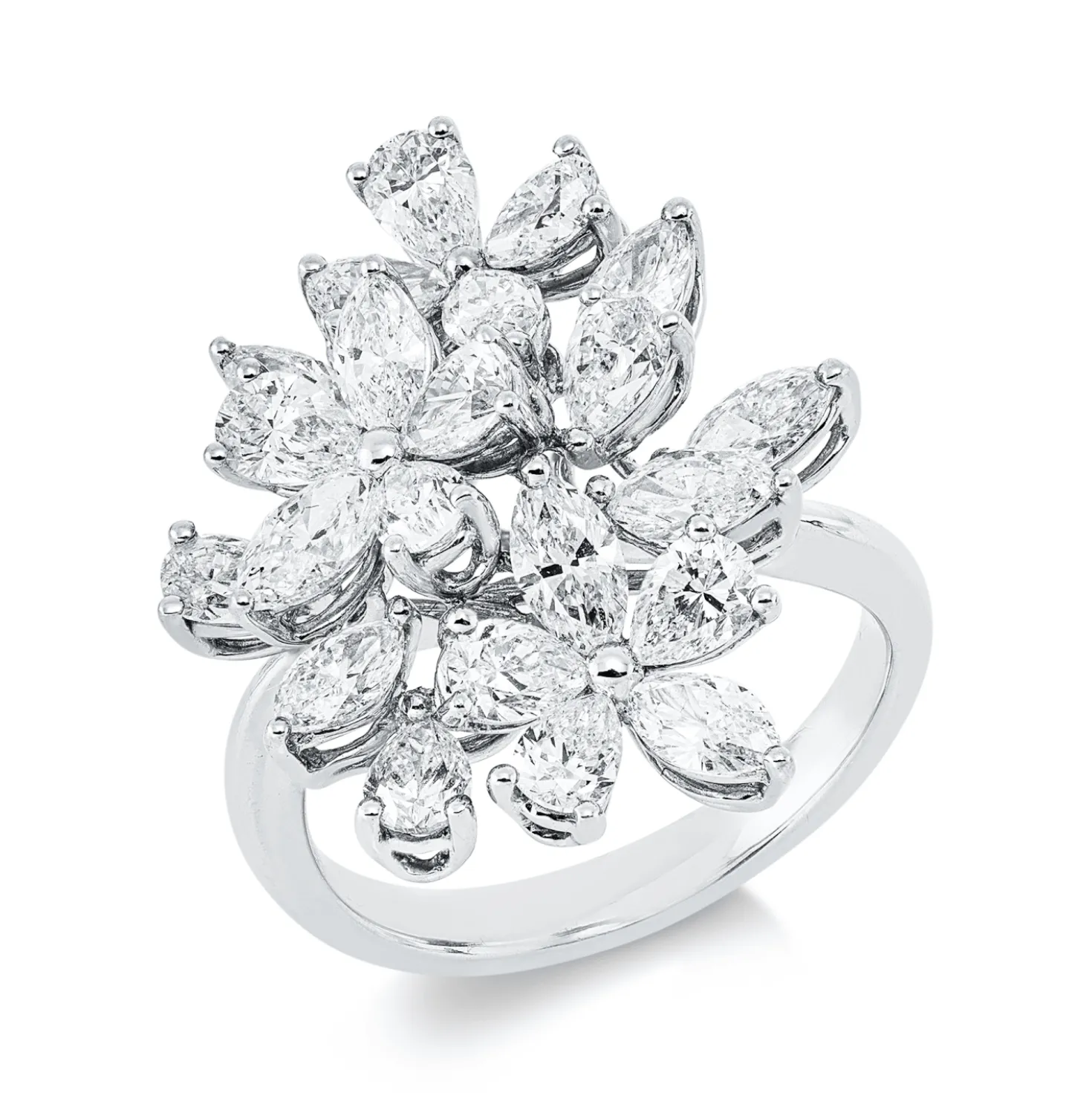Ring aus 750 Gold Weißgold 21 Diamanten 3,32ct TW-SI B:23,8mm