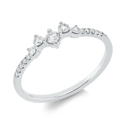 Ring aus 750 Gold Weißgold 15 Diamanten 0,21ct TW-SI B:4mm